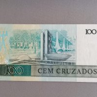 Банкнота - Бразилия - 100 крузадос UNC | 1987г., снимка 2 - Нумизматика и бонистика - 42570539