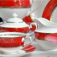 Костен порцелан - червен комплекти за чай и кафе за съдомиялна , снимка 4 - Сервизи - 34808760