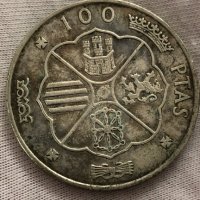 Сребърна монета Испания 100 песети, 1966, снимка 2 - Нумизматика и бонистика - 40503645