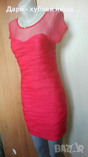 Червена еластична рокля с релеф🍀❤S,M❤🍀арт.077, снимка 1