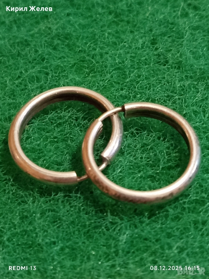 Нежни сребърни обеци тип халка много красиви елегантни 52401, снимка 1