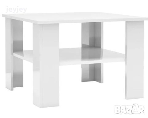 Кафе маса, бял гланц, 60x60x42 см, снимка 1