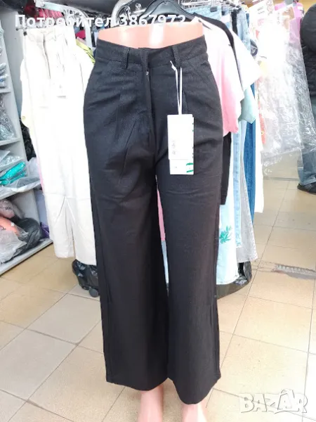 Дамски ленени панталони прави широки крачоли, снимка 1