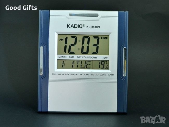 ГОЛЯМ НАСТОЛНО-СТЕНЕН МУЛТИФУНКЦИОНАЛЕН ЕЛЕКТРОНЕН ЧАСОВНИК KADIO KD-3810N, снимка 1