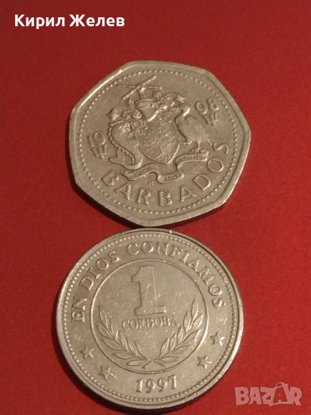 Две монети 1 долар1998г. Барбадос / 1 кордоба 1997г. Никарагуа за КОЛЕКЦИОНЕРИ 29792, снимка 1