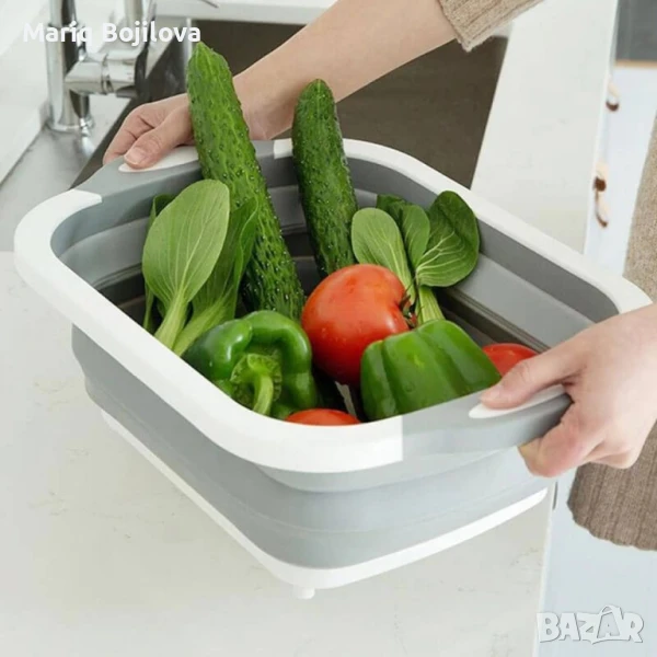 Многофункционална сгъваема дъска за рязане - леген с тапа, снимка 1