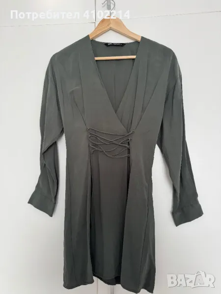 Дамска къса зелена рокля Zara, снимка 1