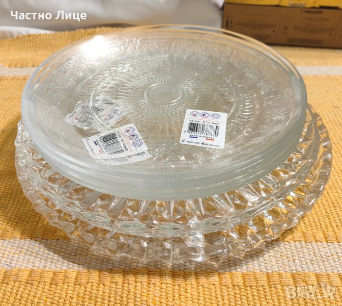 НОВИ! 5 Прекрасни Чинии Duralex + 2 Разкошни Кристални Плата, снимка 1