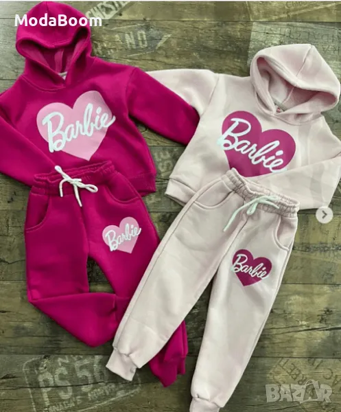 Детски комплект в бяло и розово Барби, снимка 1
