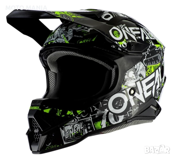 Мотокрос каска O’neal 3SRS Attack 2.0 BLACK/NEON YELLOW, снимка 1