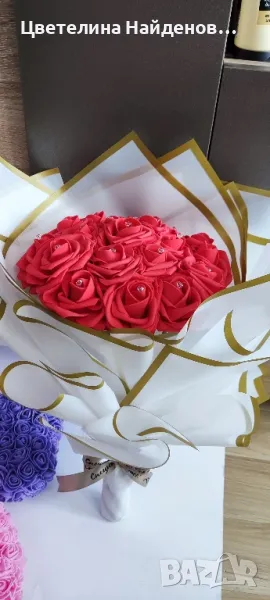 Букет от големи вечни рози , снимка 1