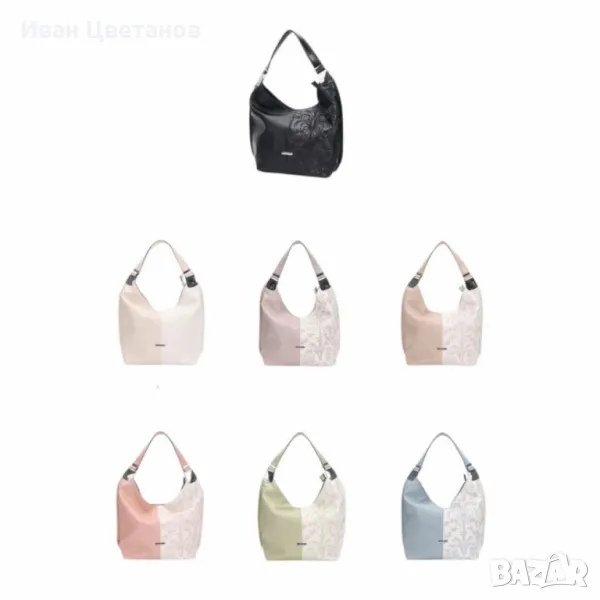 Елегантна дамска чанта с флорални мотиви, снимка 1