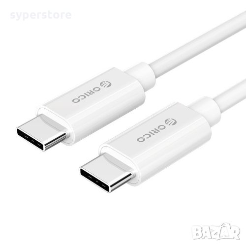 Кабел USB3.1 Type C Мъжко-Мъжко 1m Бял 3A За бързо Зареждане Orico BCU-10-WH-BP Cable USB Type C M/M, снимка 1