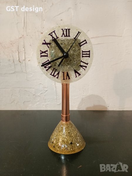 Часовник Кристали Епоксидна смола Топ За Бюро Мебели Етажерка Медни тръби Минималистичен, снимка 1