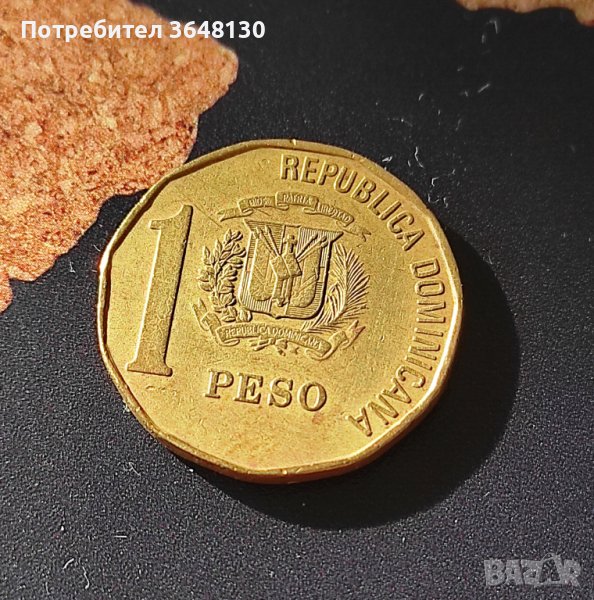 Монета Доминиканска Република 1 песо, 1992, снимка 1