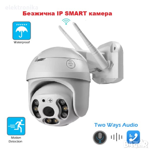 IP SMART Безжична камера 5MP WiFi FULL-HD 1080P с цветно нощно виждане и Двупосочен звук, снимка 1