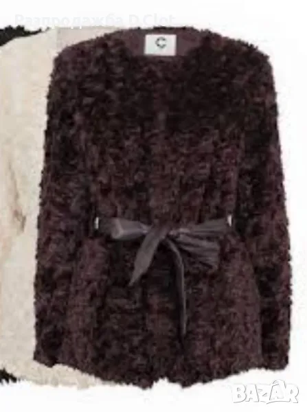 пухено палто с коланче в кръста S/M, снимка 1