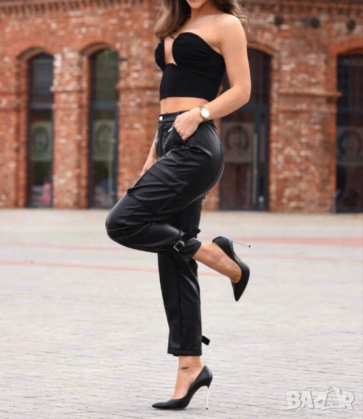 кожен карго панталон , снимка 1