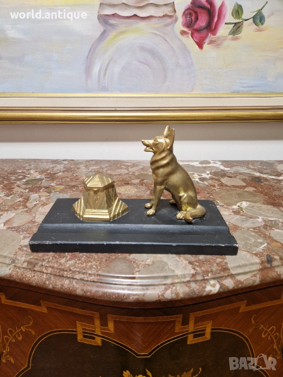 Чудесна антикварна френска фигурална мастилница , снимка 1