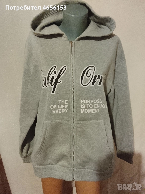 СУИЧЪР с КАЧУЛКА , ВАТИРАН , размер  L / XL , снимка 1