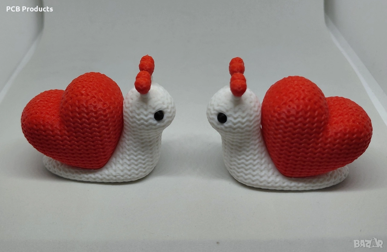 3D принтиран охлюв със сърце – подарък за Свети Валентин, снимка 1