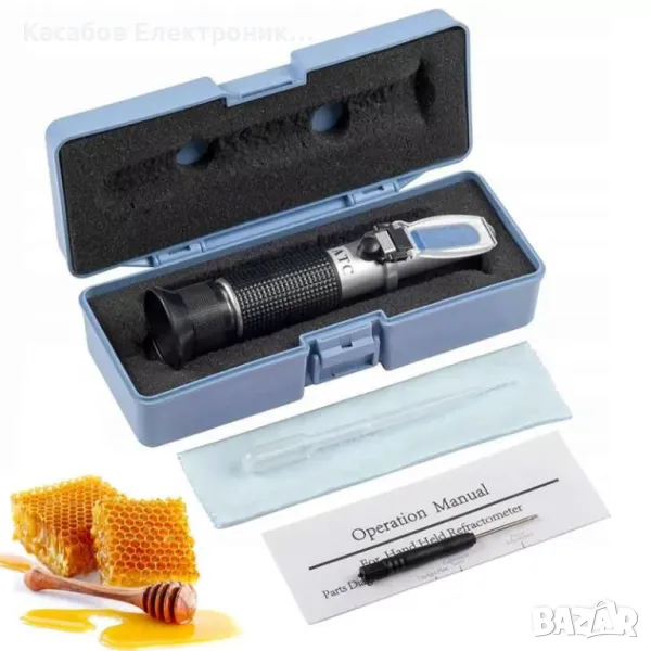 Рефрактометър за мед, захаромер и водно съдържание + течност за калибриране, снимка 1
