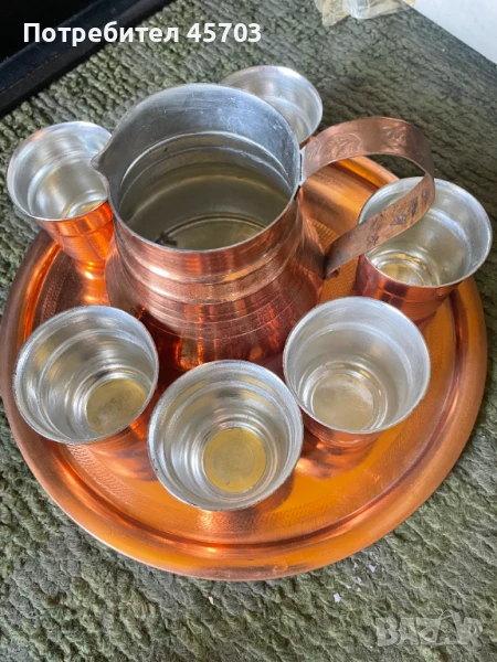 меден комплект за ракия 6+1 прибори, снимка 1