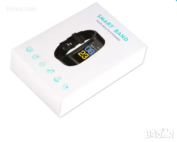Влагоустойчива смарт гривна Smart Band Your Health Steward, черна