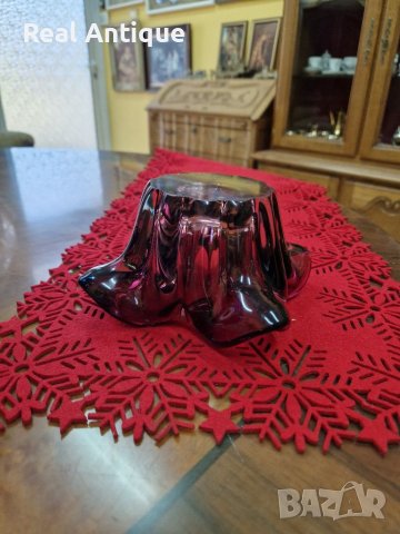 Страхотен антикварен пепелник цветен кристал , снимка 6 - Антикварни и старинни предмети - 41443335