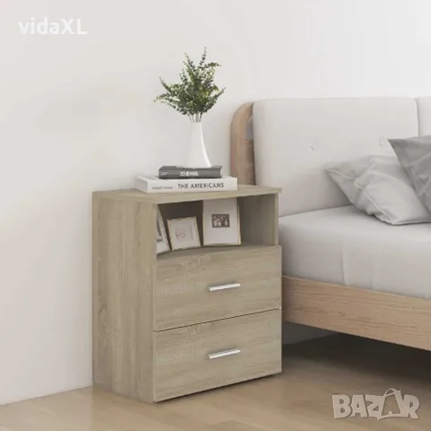 vidaXL Нощни шкафчета, 2 бр, дъб сонома, 50x32x60 см, снимка 2 - Шкафове - 56147765