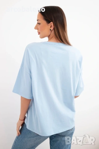 Дамска памучна тениска с къс ръкав и модерна щампа, 9цвята , снимка 4 - Тениски - 53864968