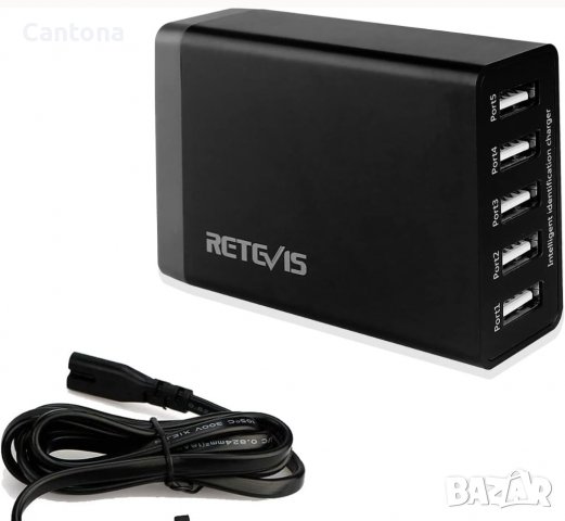 Retevis 5 портово USB зарядно, 40W, 5V - 8A, снимка 4 - Оригинални зарядни - 40075337