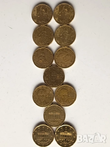 20 евро цента от различни години и държави 12бр.