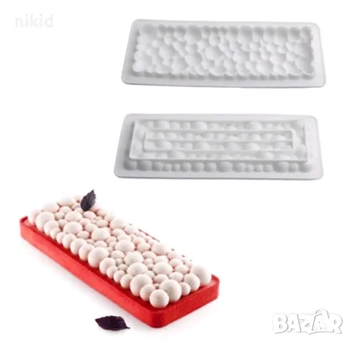 Правоъгълна Bubble мехури голяма основа подложка блат шоколад шоколадов блок силиконов молд форма, снимка 2 - Форми - 49238778