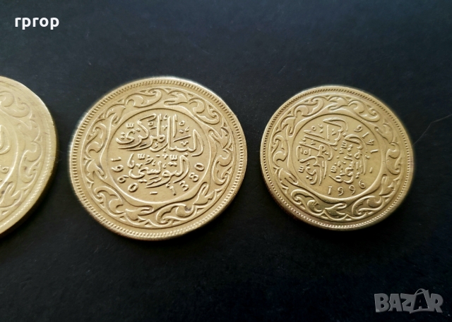 Монети. Тунис. 1 динар, 20, 50 и 100 милима.   4 бройки., снимка 6 - Нумизматика и бонистика - 36089014