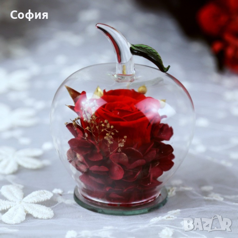 Вечна Роза в стъклена ябълка , снимка 1 - Романтични подаръци - 44570517