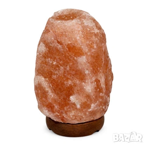 Солна лампа / Лампа от хималайска сол с дървена основа - 3 размера, снимка 2 - Настолни лампи - 53499225