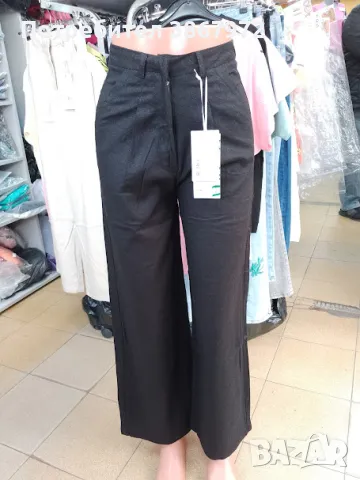 Дамски ленени панталони прави широки крачоли, снимка 1
