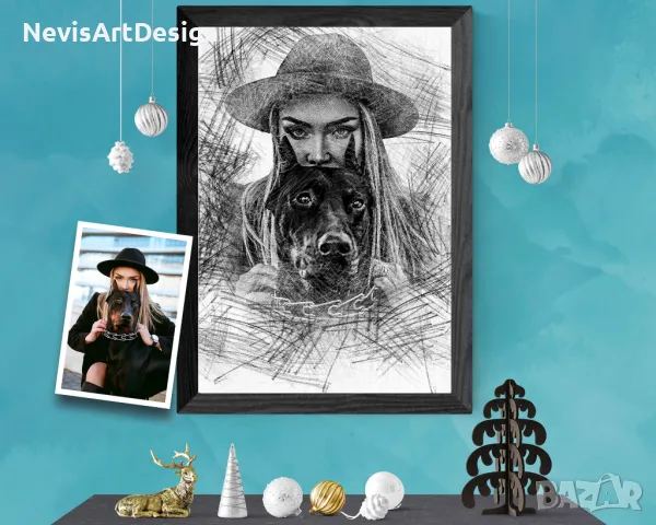 Дигитален портрет - скица - по поръчка от Ваша снимка, снимка 3 - Картини - 47534074