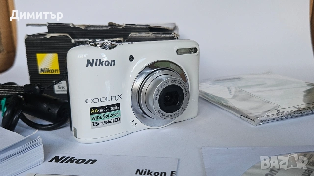 дигитален фотоапарат Nikon Coolpix L25 10mp digital photo camera 5x wide zoom , снимка 2 - Фотоапарати - 53411359