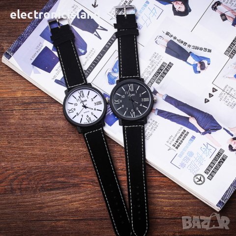 2023  кварцов ръчен часовник с голям дисплей циферблат и кожена каишка, снимка 2 - Мъжки - 40955142