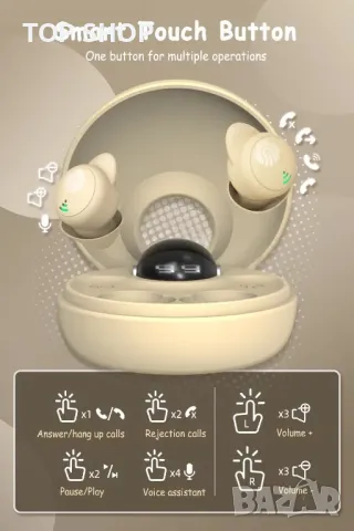 Wnqou Sleep Earbuds Шумопотискащи мини слушалки за поставяне в ушите за сън, бежово; бяло, снимка 11 - Bluetooth слушалки - 49335563