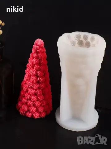 3d Елха ситни розички силиконов молд форма фондан свещ смола гипс шоколад декор украса