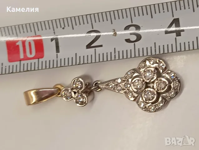 Руско злато. Висулка с брилианти , снимка 5 - Колиета, медальони, синджири - 56242979