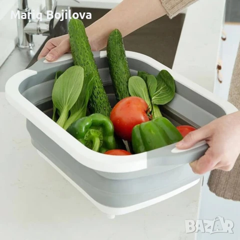 Многофункционална сгъваема дъска за рязане - леген с тапа, снимка 1