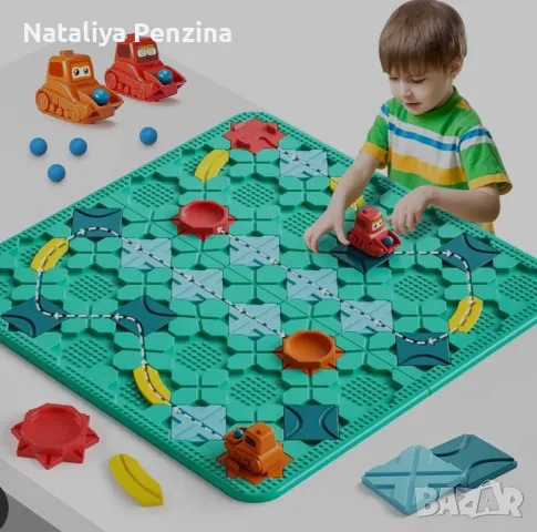 Детски Настолни игри - Logical Road Builder Голяма дъска 56 x 56 cm Лабиринт, Пъзел, снимка 2 - Игри и пъзели - 48518823