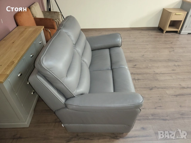 Сив кожен диван двойка La-z-boy, снимка 9 - Дивани и мека мебел - 53716325