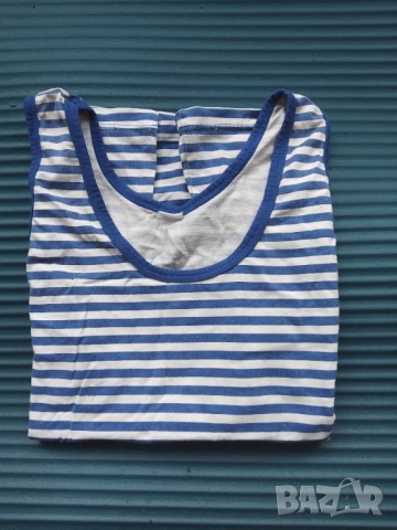 Дамски памучен потник с моряшки десен, снимка 2 - Потници - 52415726