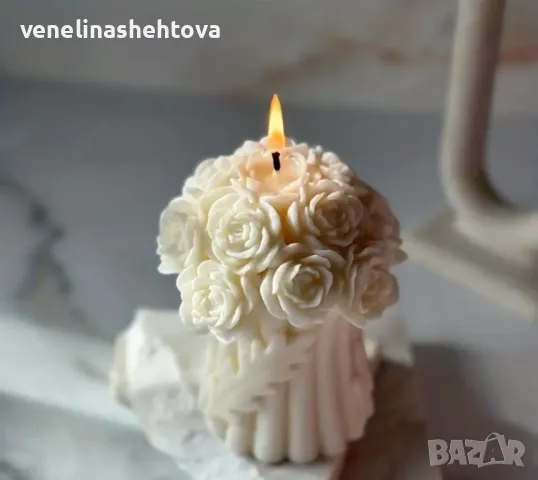 3D Ваза с рози Голям силиконов молд форма за свещи гипс, снимка 2 - Форми - 47533408