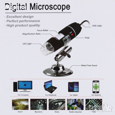 Дигитален микроскоп LED USB с увеличение 1600X, снимка 5 - Друга електроника - 39182596